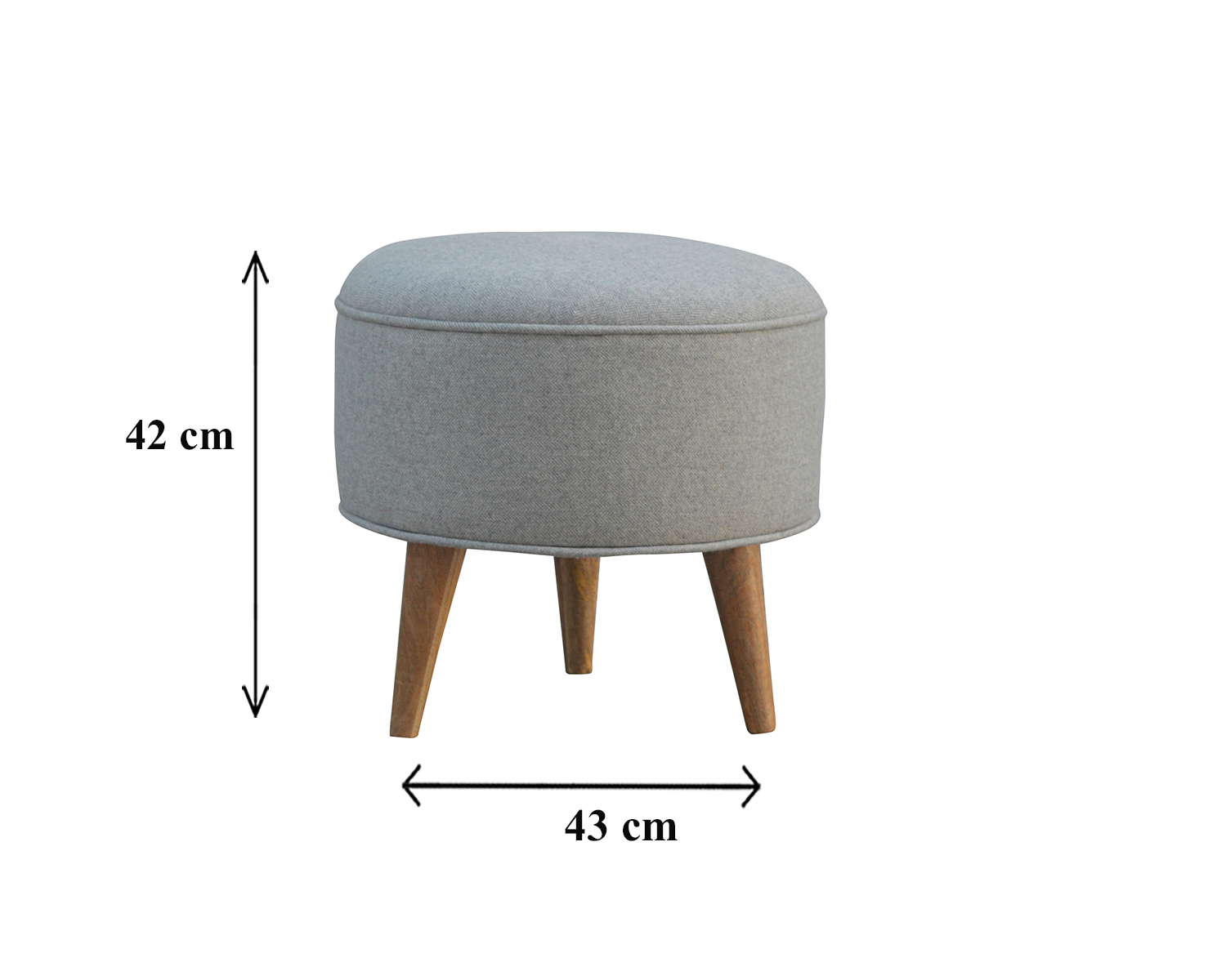 Size chart for Round Grey Tweed Footstool