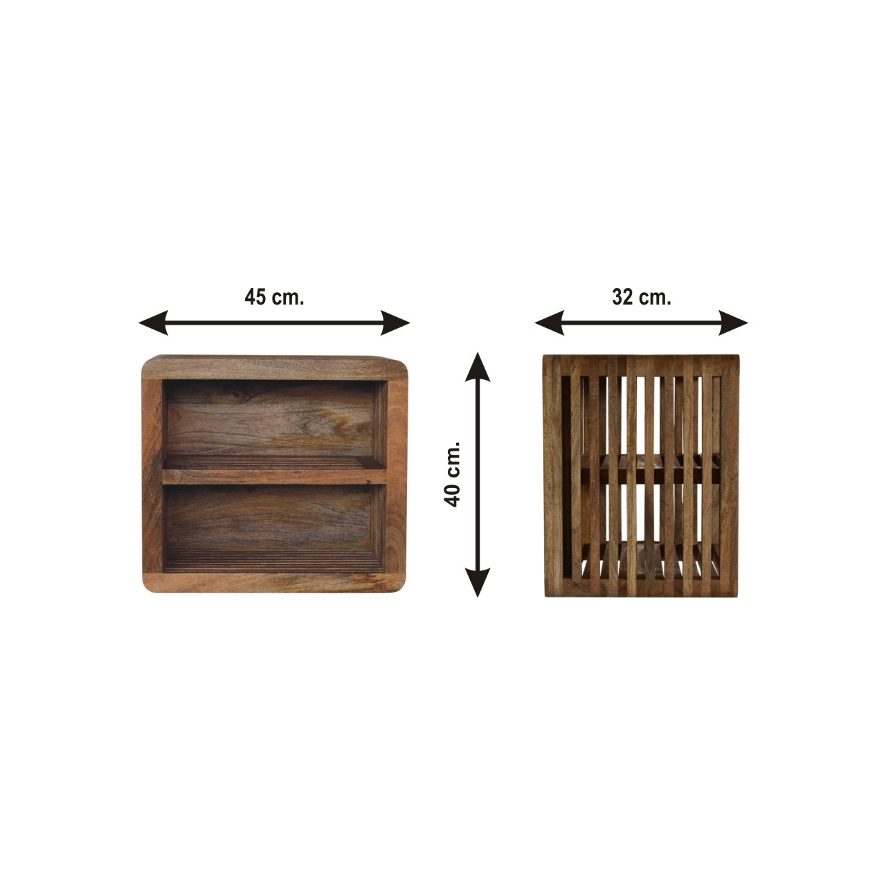 Size chart for Soba Double Shelf Wall Mounted Bedside