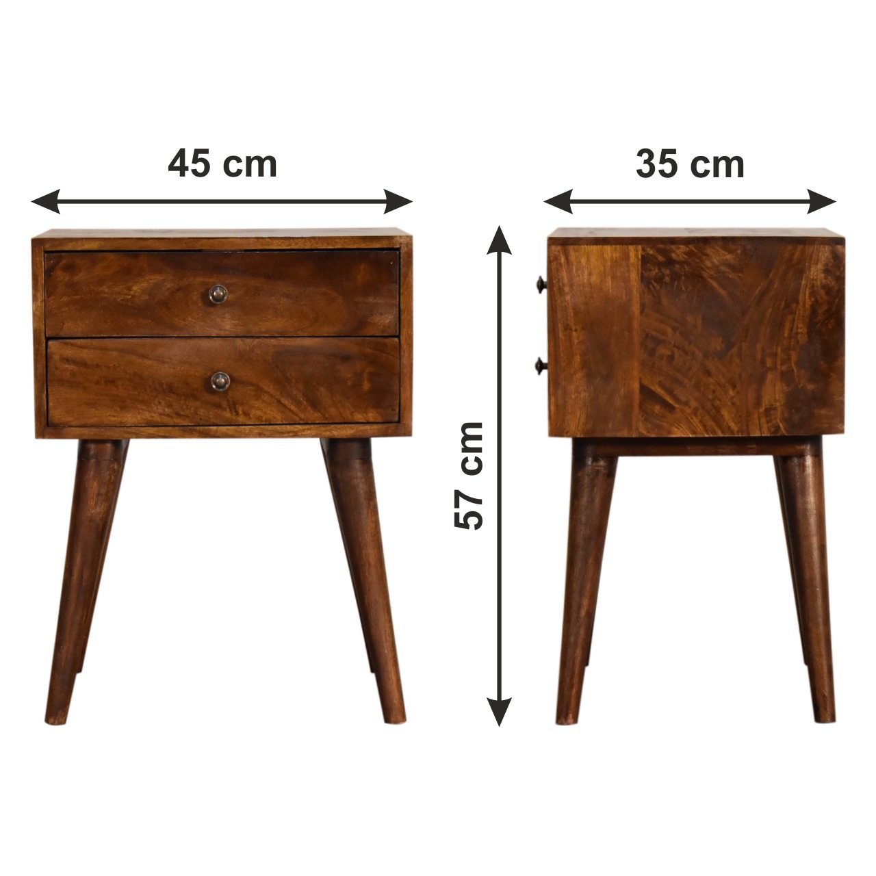 Size chart for Chestnut Modern Solid Wood Bedside Table