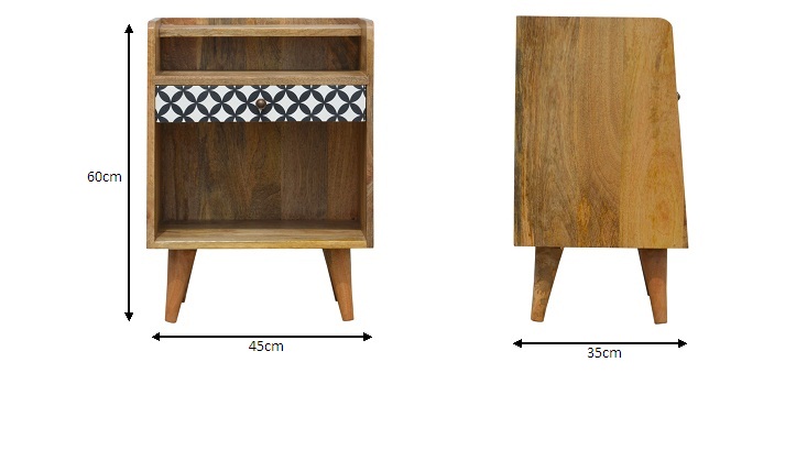 Size chart for District Diamond Bedside Table | Oak Solid Mango Wood