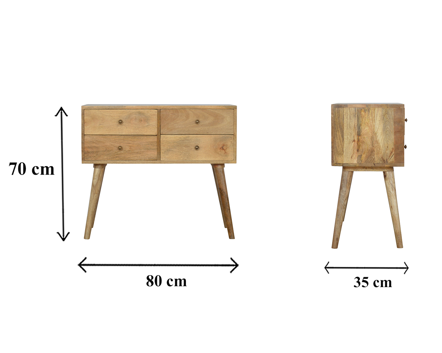 Size chart for Nordic 4 Drawer Console