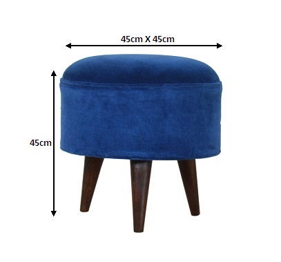 Size chart for Royal Blue Velvet Nordic Footstool | Cotton Velvet