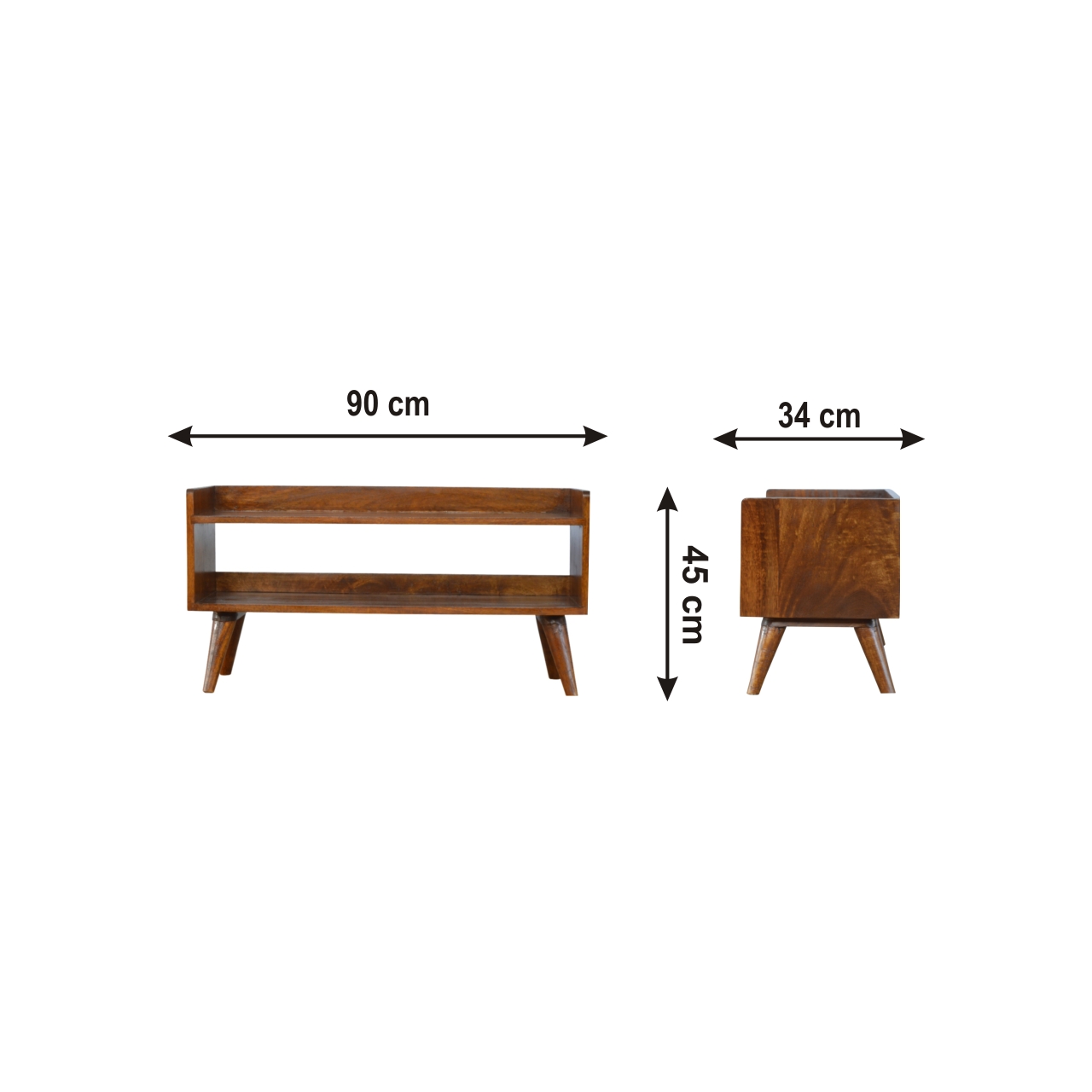 Size chart for Chestnut Nordic Storage Bench | Hidden Storage