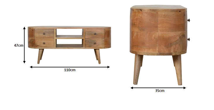 Size chart for Rounded Entertainment Unit