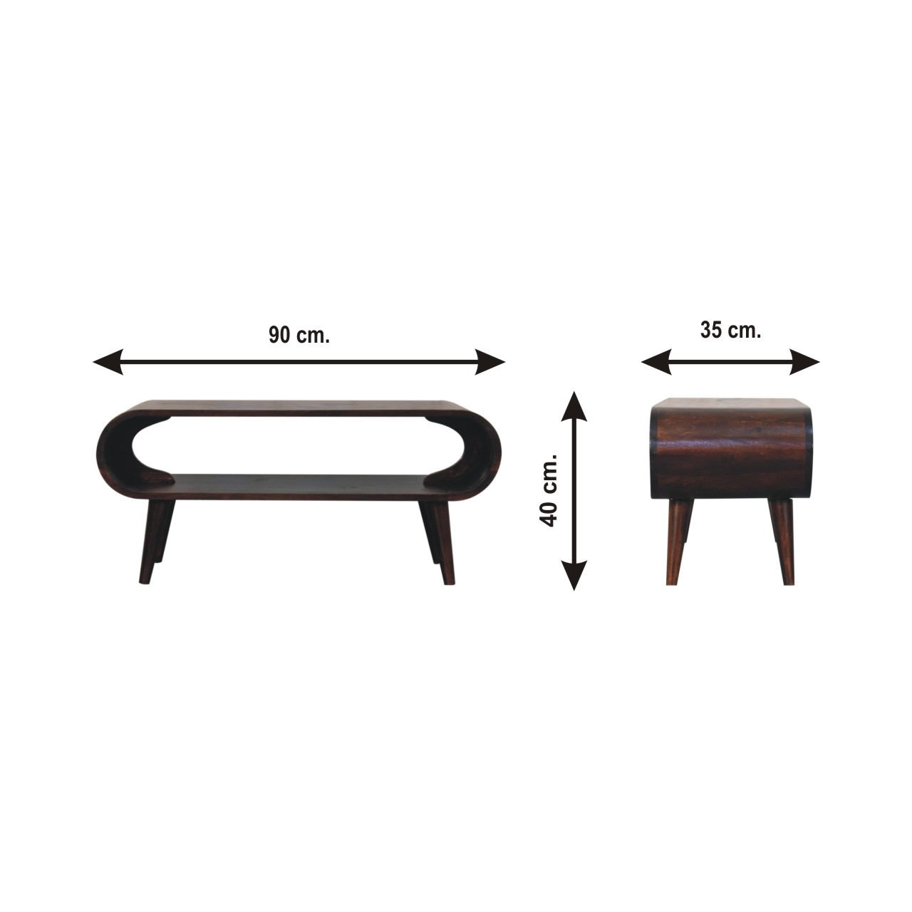 Size chart for Amaya Light Walnut Coffee Table