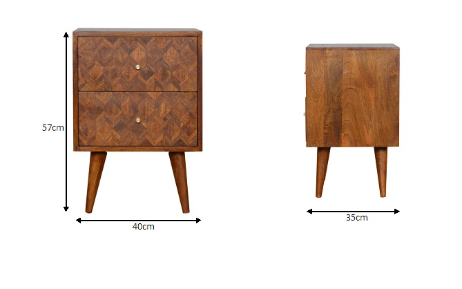 Size chart for Assorted Chestnut Bedside Table