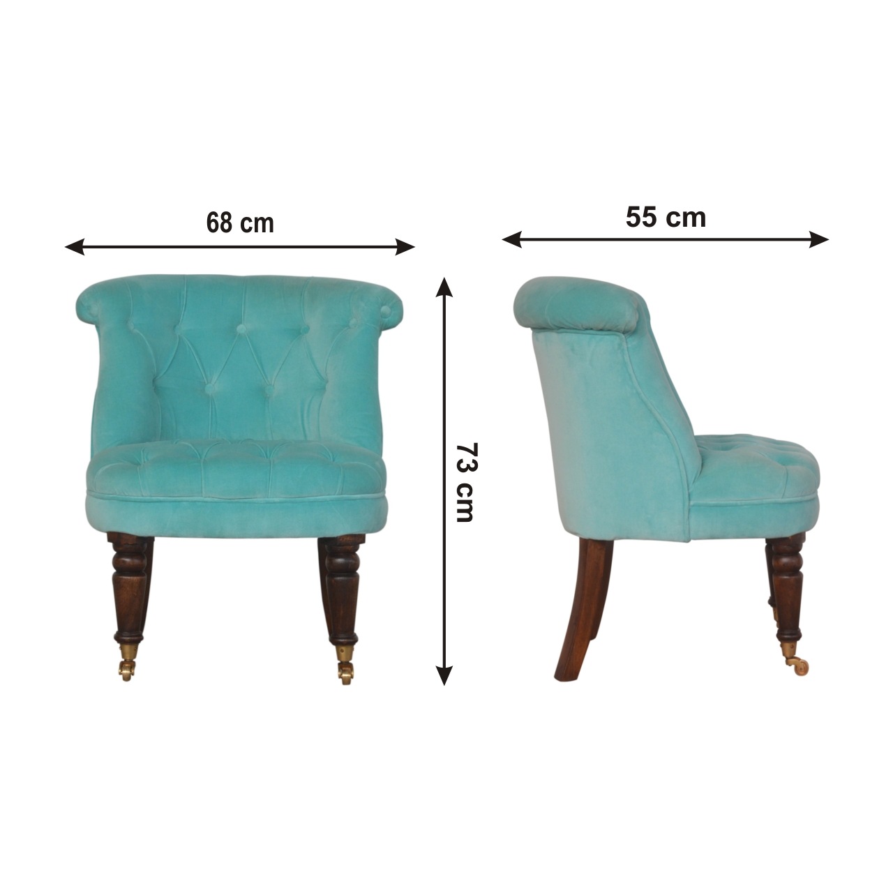 Size chart for Turquoise Velvet Accent Chair | Cotton Velvet