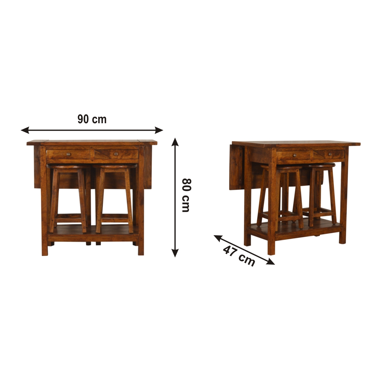 Size chart for Chestnut Breakfast Table Chest of Drawers