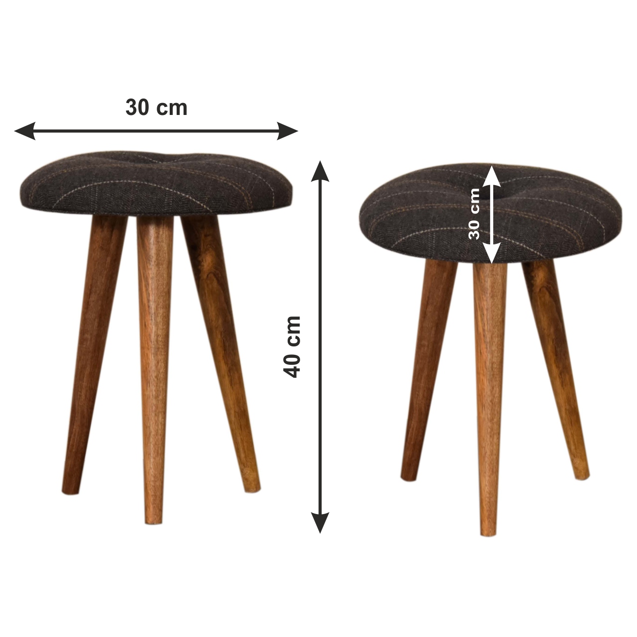 Size chart for Tweed Patterned Footstool