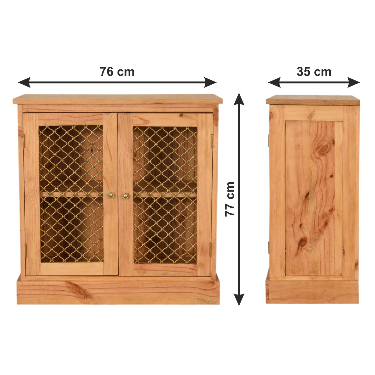 Size chart for Caged Pine Cabinet