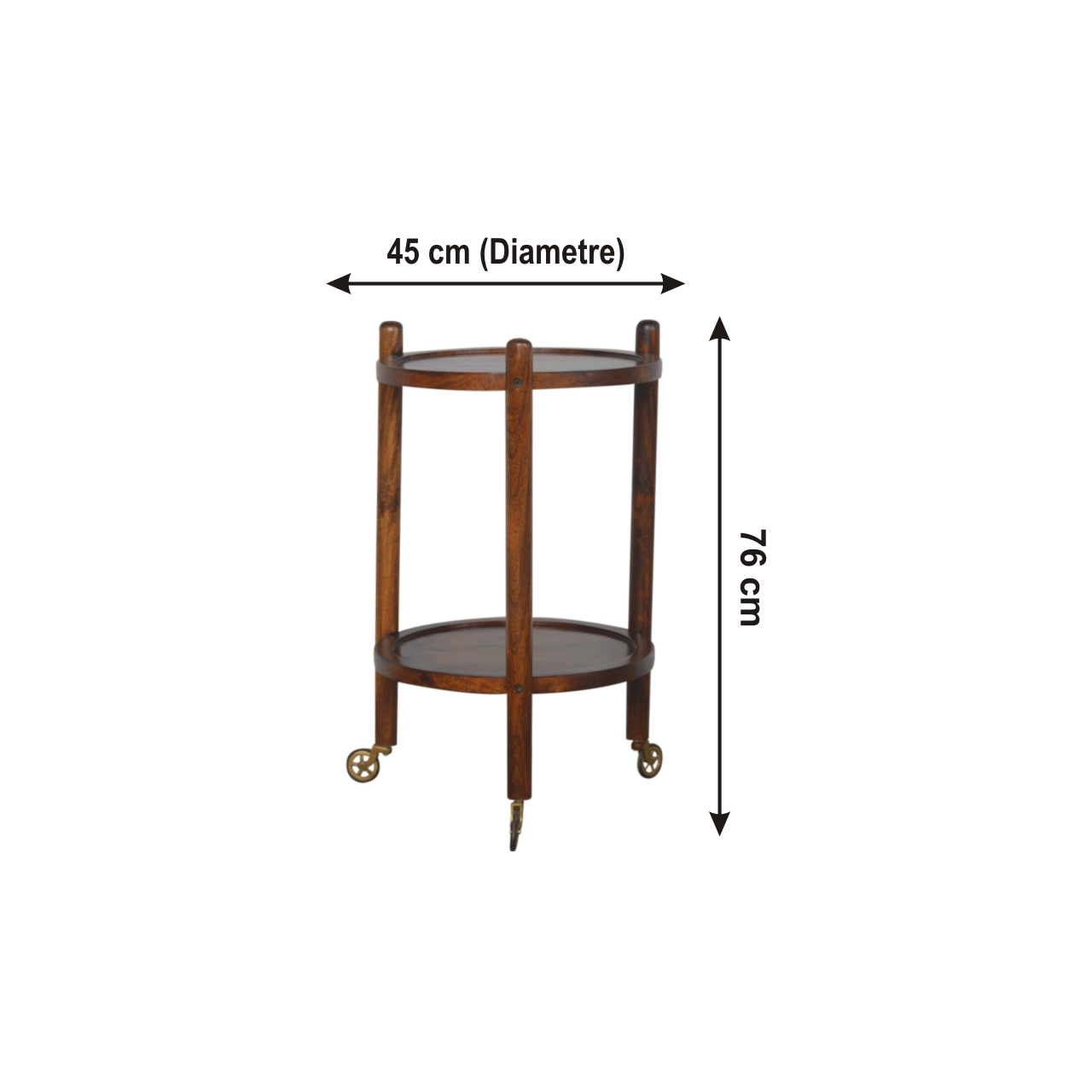 Size chart for Chestnut Tray Table Chest of Drawers