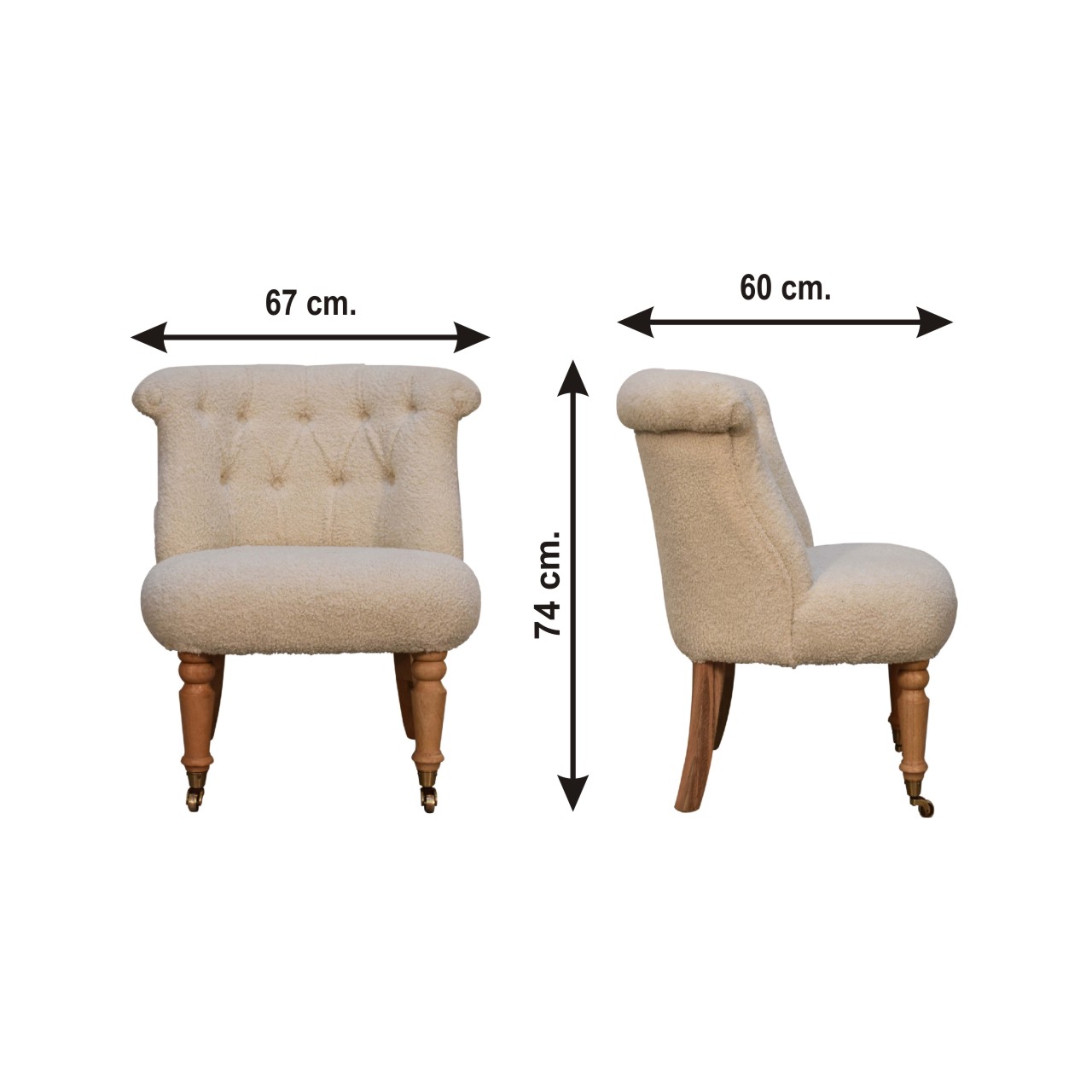 Size chart for Boucle Cream Accent Chair