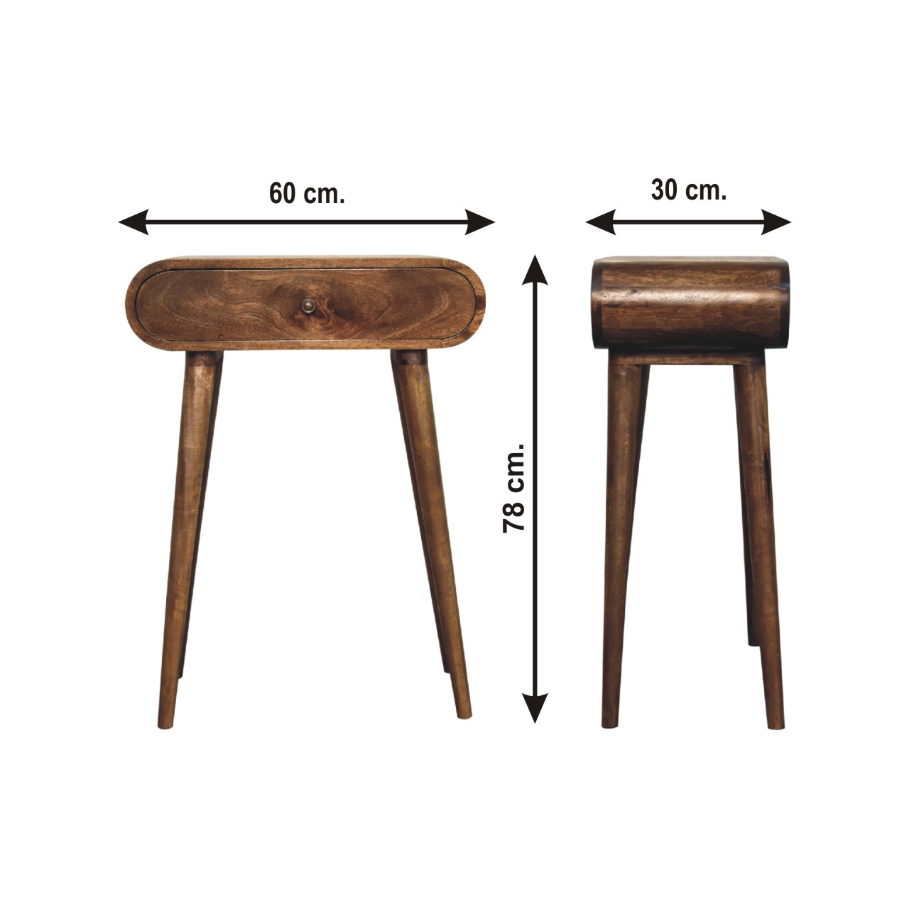 Size chart for Mini Grey London Console Table
