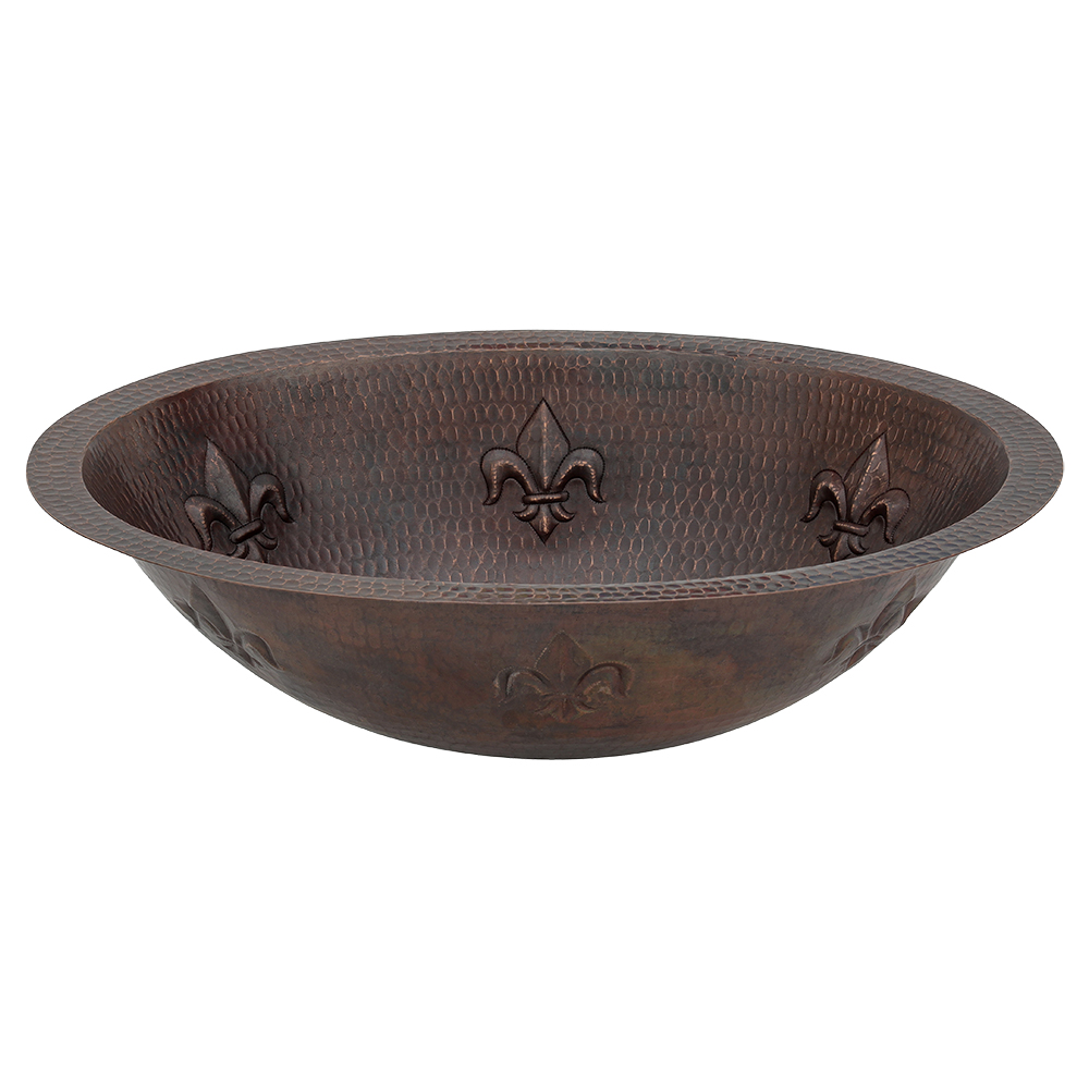 Premier Copper Products 19" Oval Copper Bathroom Sink, Oil Rubbed Bronze, LO19FFLDB