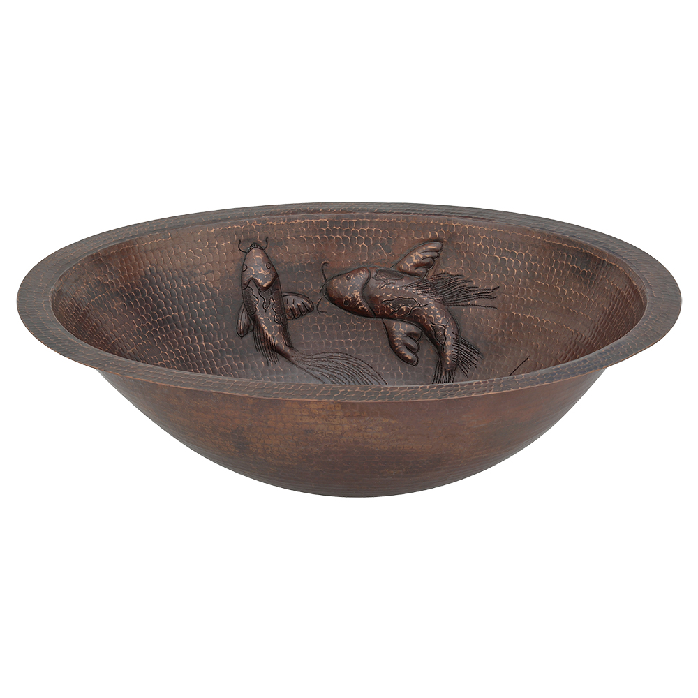 Premier Copper Products 19" Oval Copper Bathroom Sink, Oil Rubbed Bronze, LO19FKOIDB