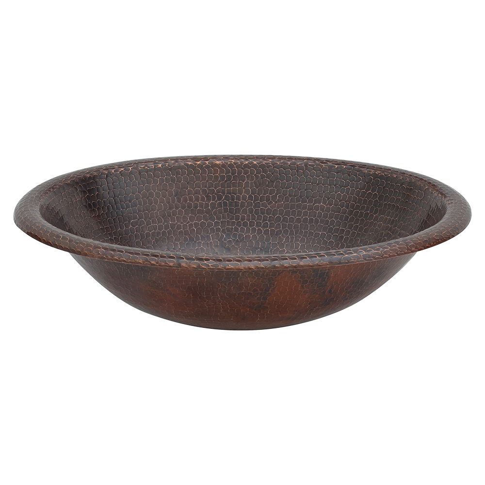 Premier Copper Products 19" Oval Copper Bathroom Sink, Oil Rubbed Bronze, LO19RDB