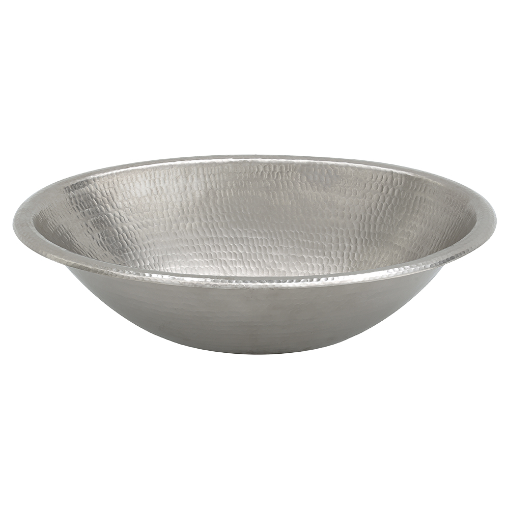 Premier Copper Products 19" Oval Copper Bathroom Sink, Nickel, LO19REN