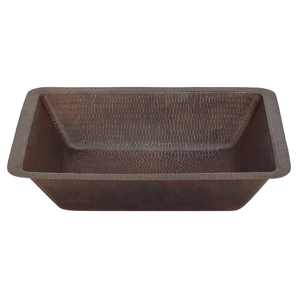 Premier Copper Products 19" Rectangle Copper Bathroom Sink, Oil Rubbed Bronze, LREC19DB