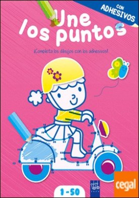 Une los puntos con adhesivos. Rosa . Del 1 al 50
