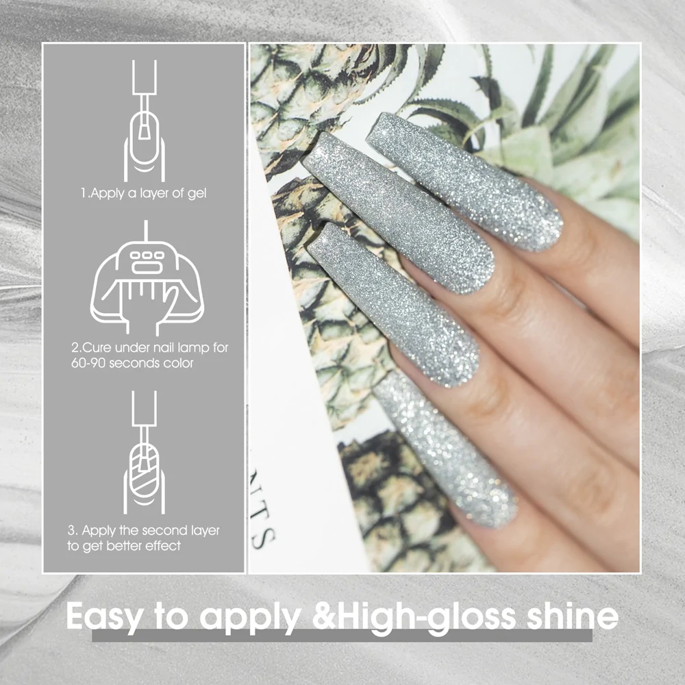 CANNI 7.3ml UV Gel Reflective Disco Gel Sparkle Soak Off UV LED Super