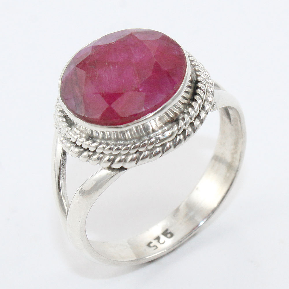 Red Ruby 925 Sterling Silver Halo Ring Jewelry S US 7 | eBay