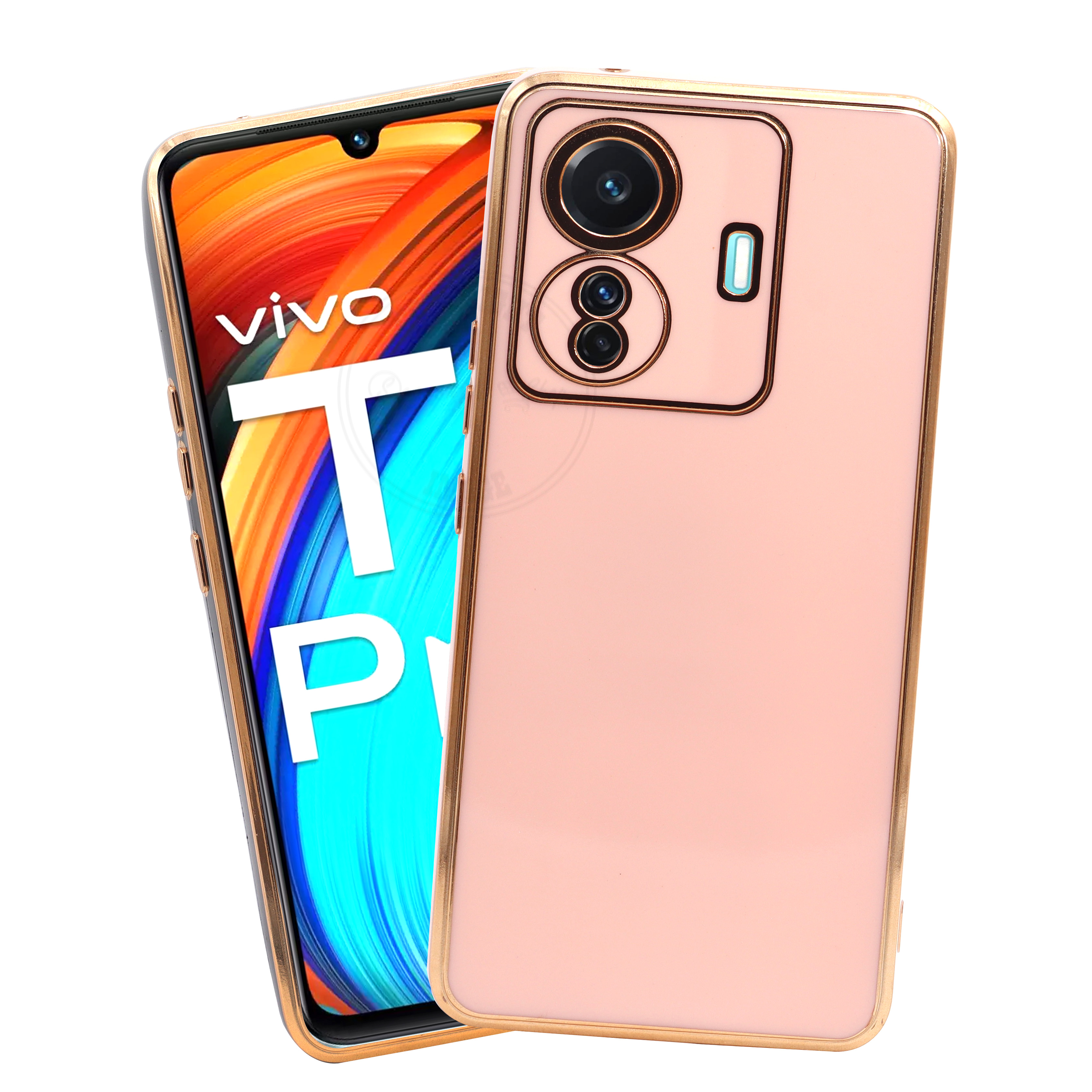 Vivo T1 Pro 5G - Peach 6D Chrome Back Case Cover