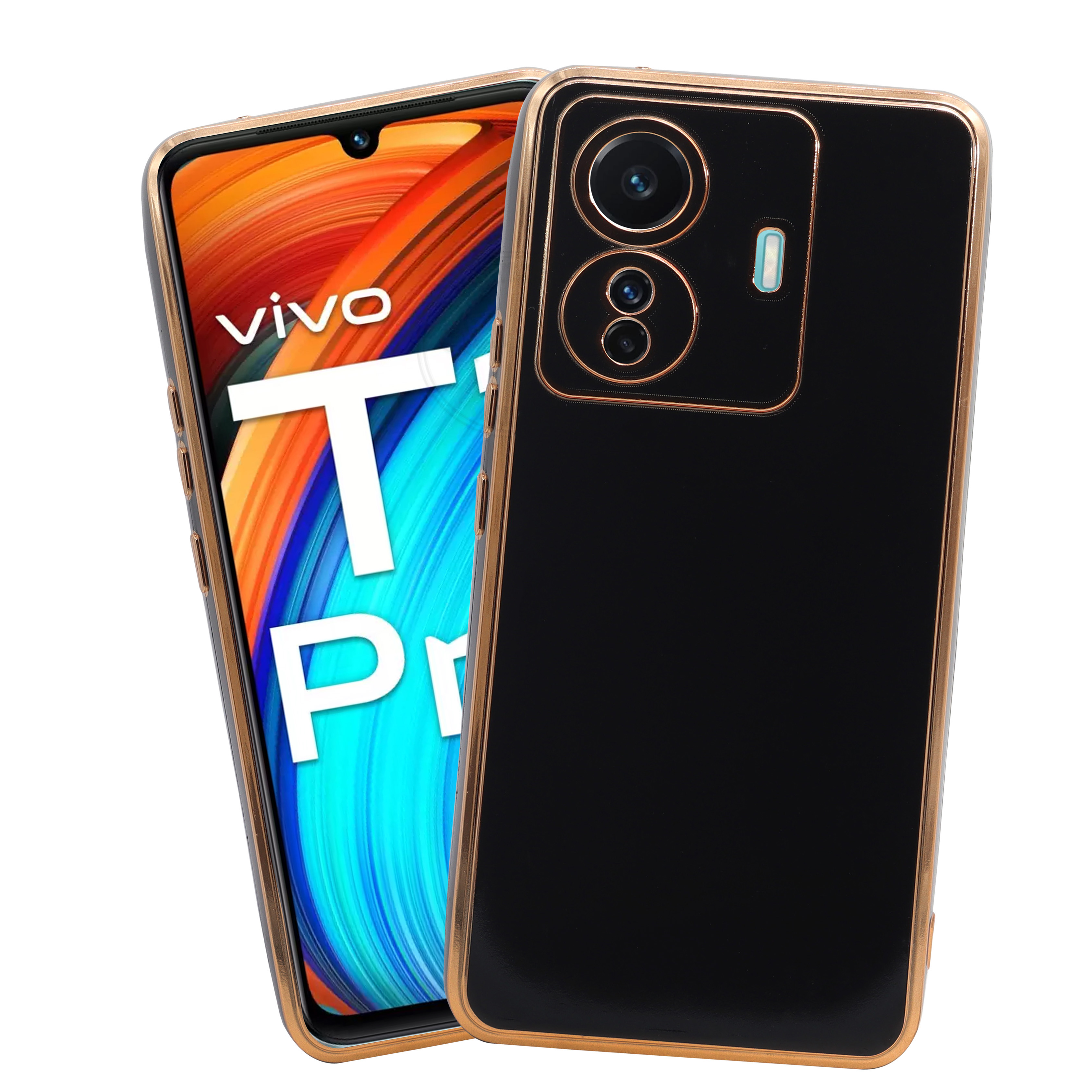Vivo T1 Pro 5G - Black 6D Chrome Back Case Cover