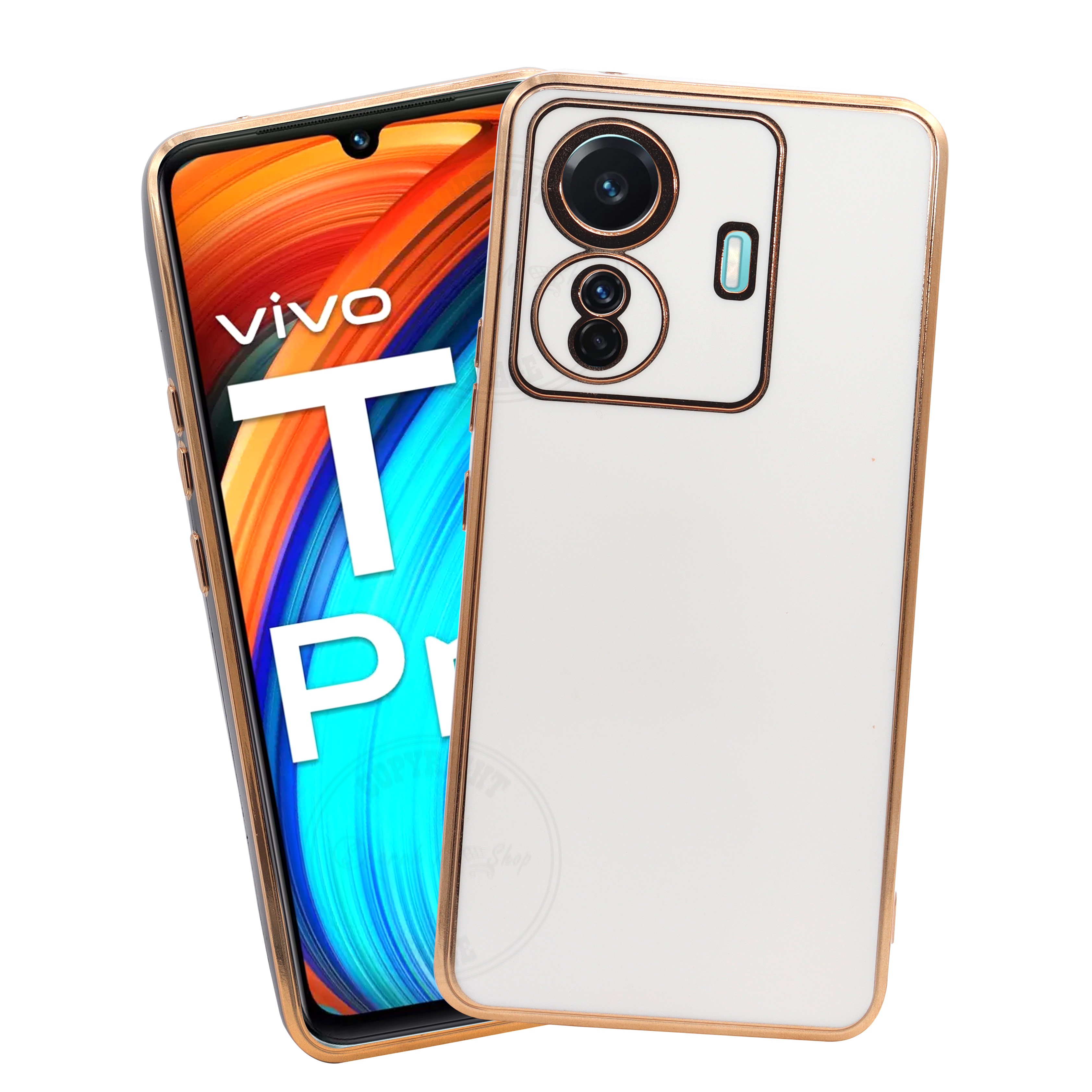 Vivo T1 Pro 5G - White 6D Chrome Back Case Cover