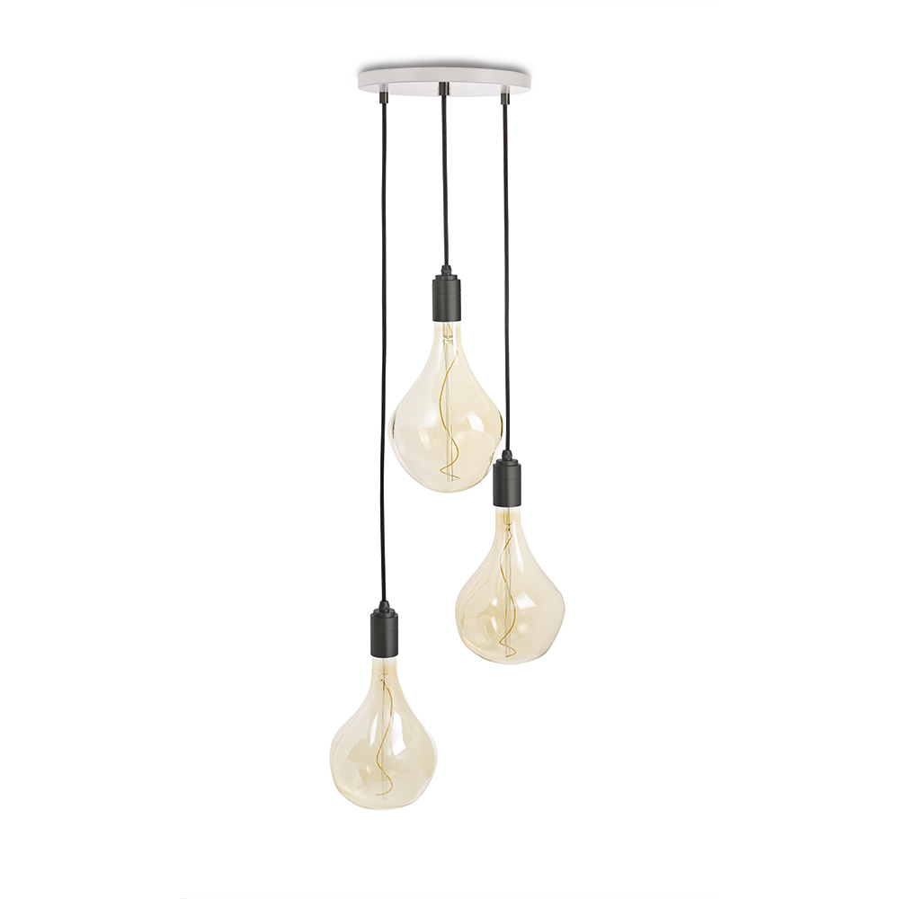 Small canopy white, graphite grip with 3 graphite pendants & 3 Voronoi II EU