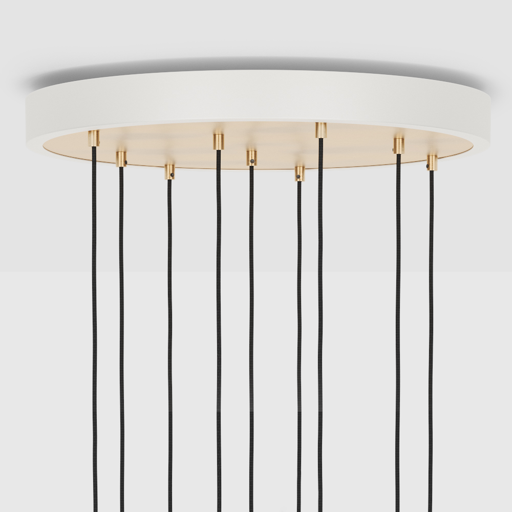 Large canopy white & brass, brass grip with 9 brass pendants & 9 Sphere IV EU