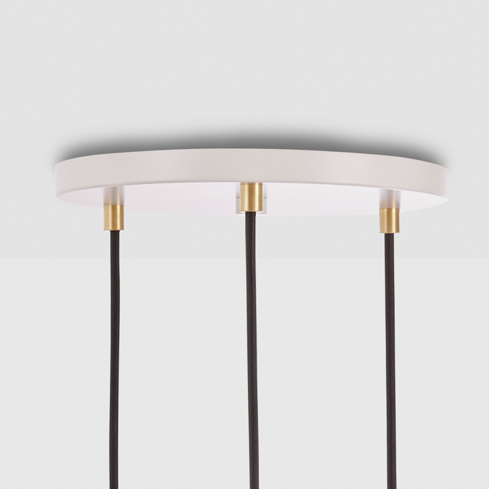 Small canopy white, brass grip with 3 walnut pendants & 3 Sphere IV EU