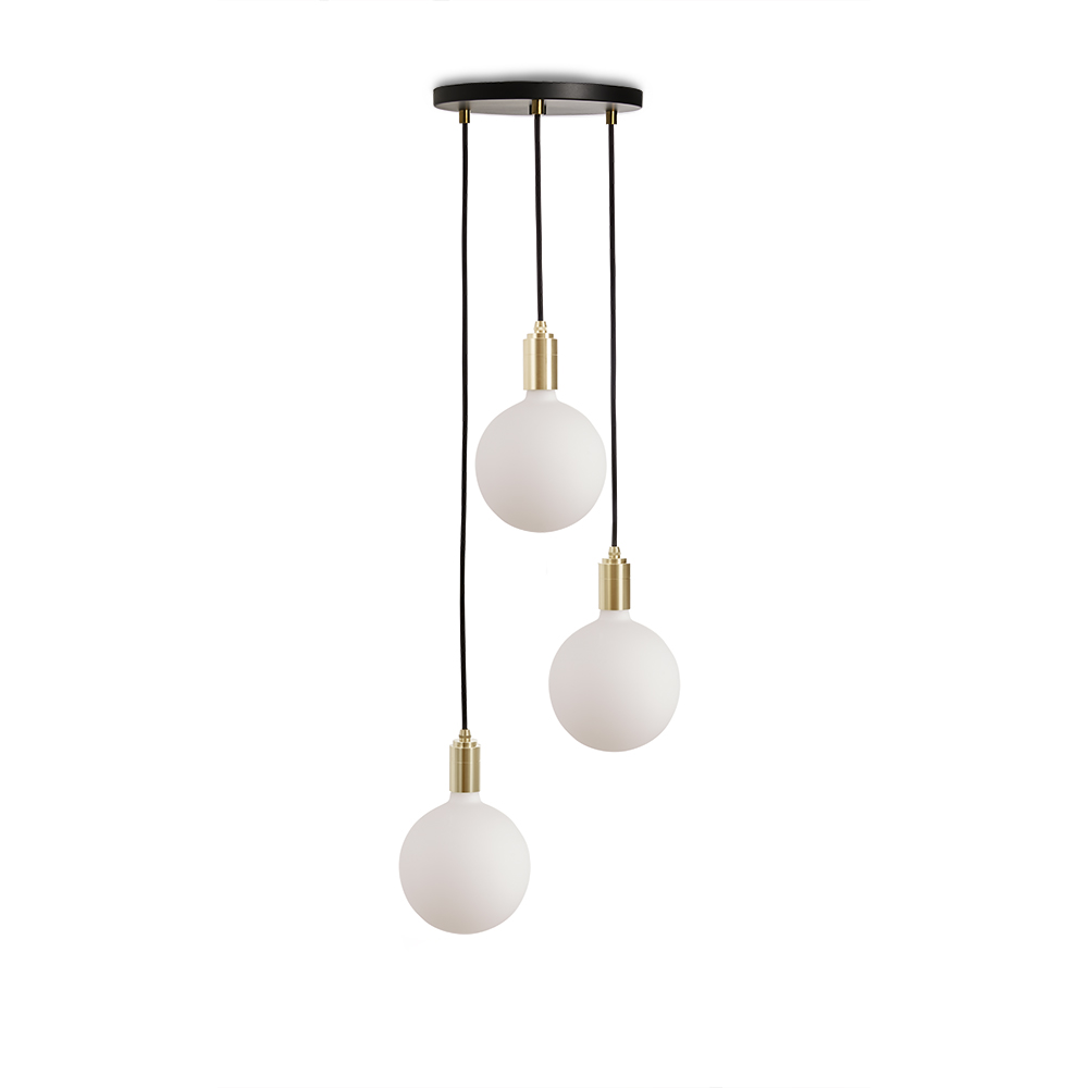 Small canopy black, brass grip with 3 brass pendants & 3 Sphere IV EU