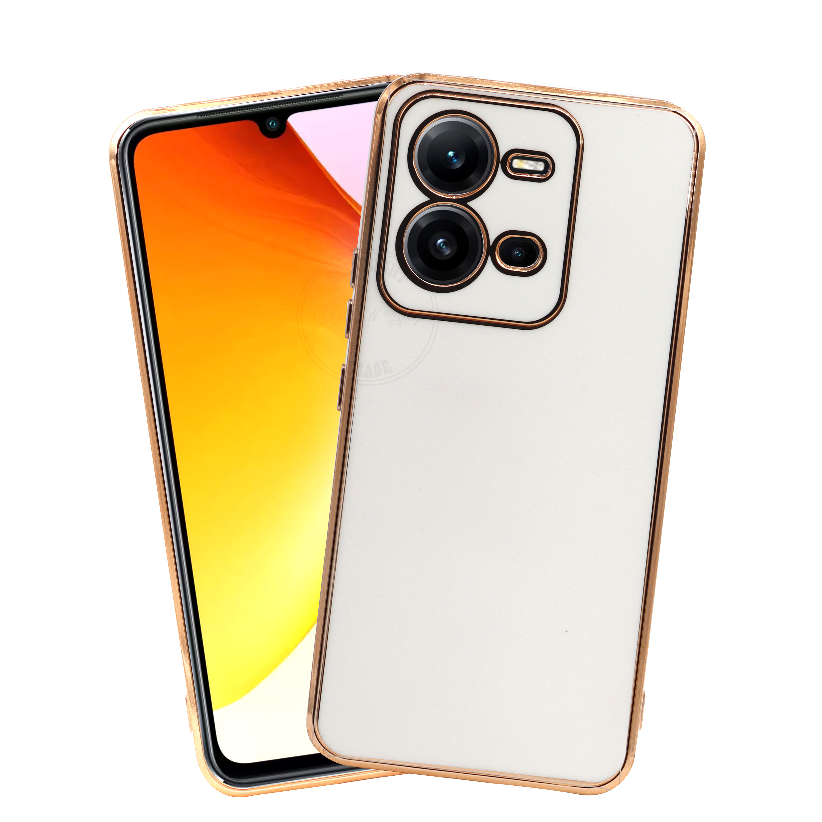 Vivo V25 5G - White 6D Chrome Back Case Cover